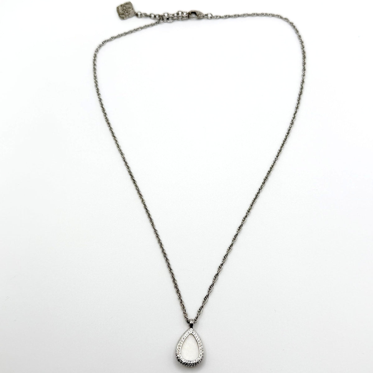 Kendra Scott White Tear Drop Pendant Silver-Tone Necklace