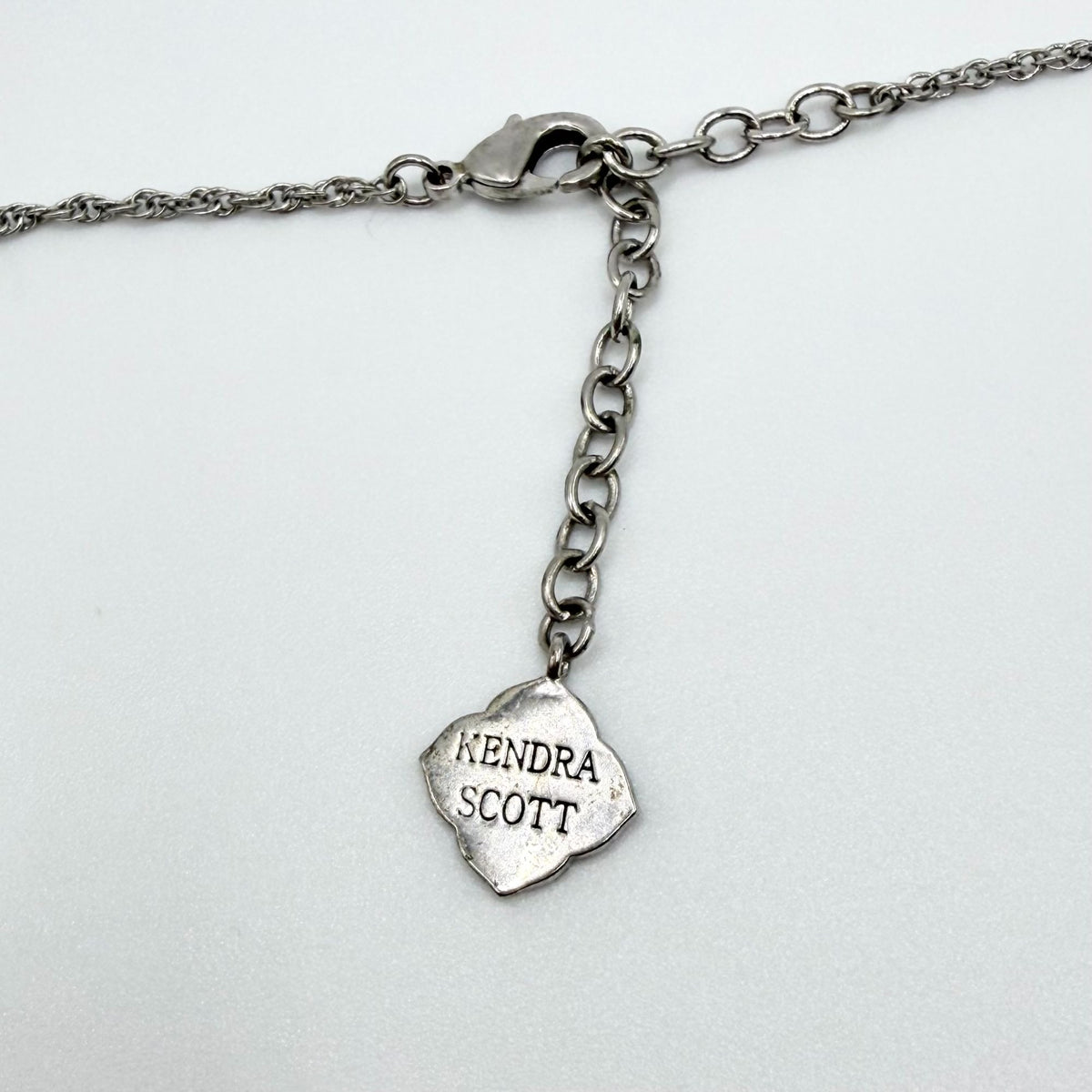 Kendra Scott White Tear Drop Pendant Silver-Tone Necklace