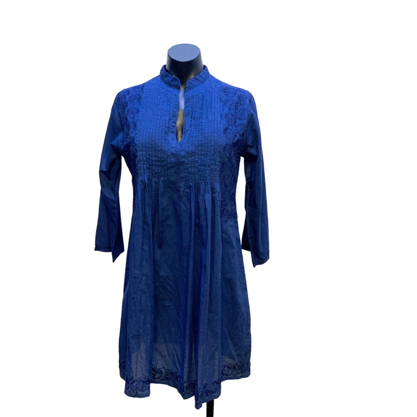 NWT Jayashree Dalal Navy Blue Embroidered Tunic Dress Small