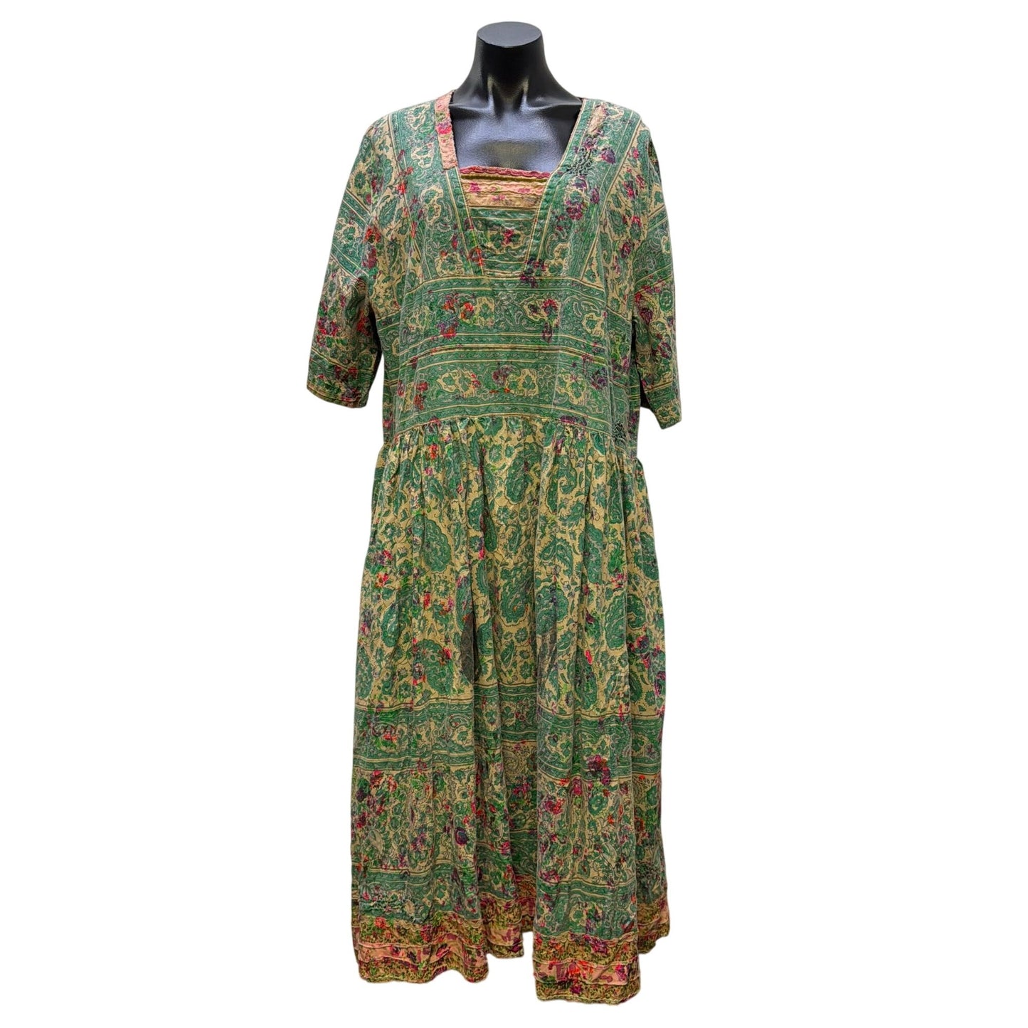 NWT Magnolia Pearl Floral Bohemian Dress Turquoise Multicolor Cotton One Size