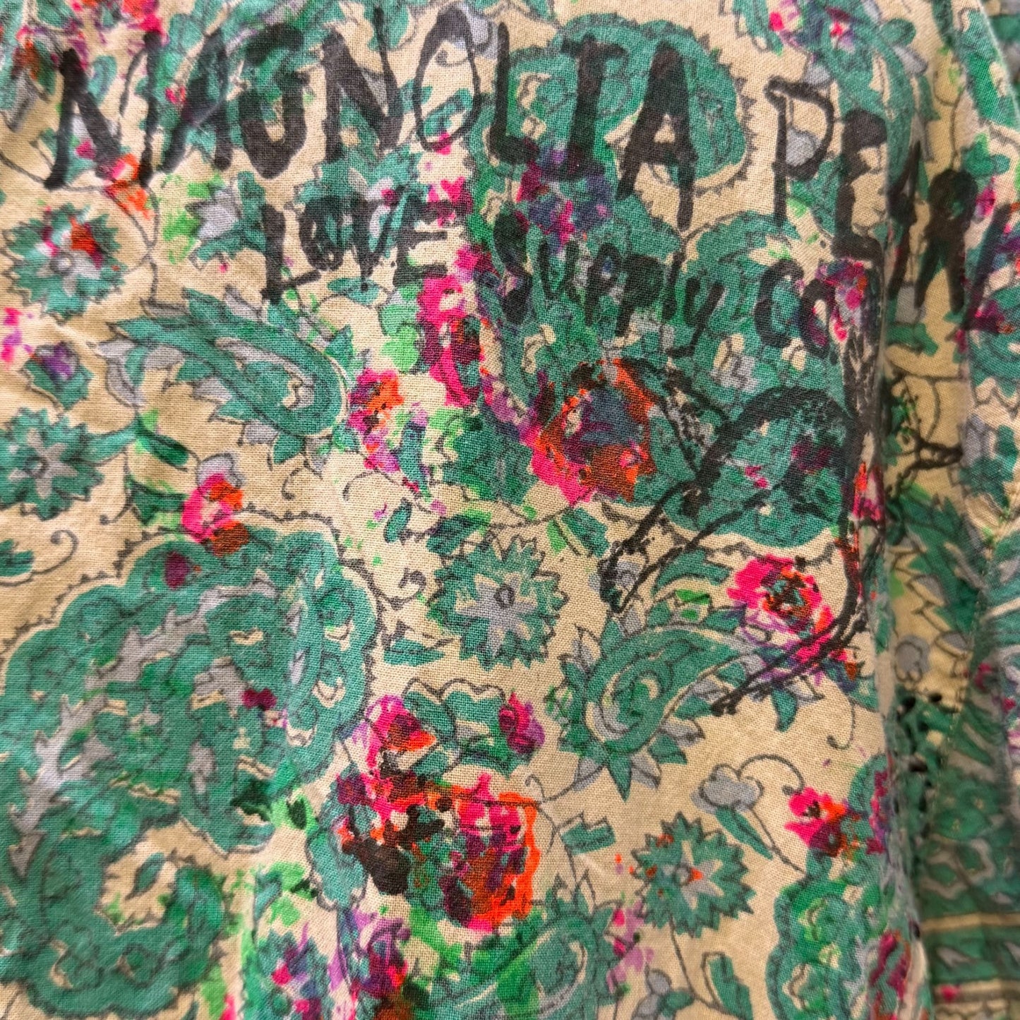 NWT Magnolia Pearl Floral Bohemian Dress Turquoise Multicolor Cotton One Size