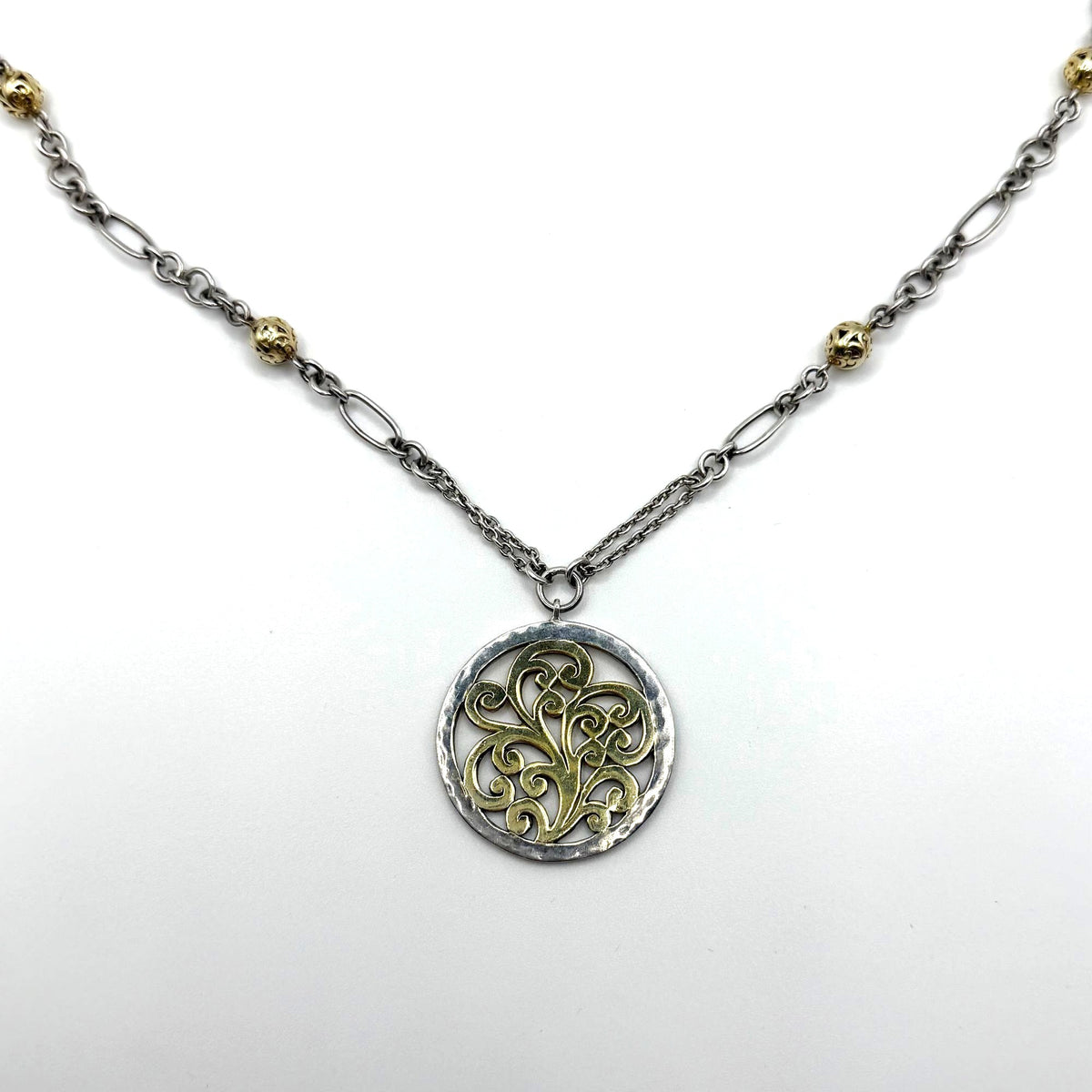Vintage Lois Hill Sterling Silver & Gold Accented Pendant Necklace