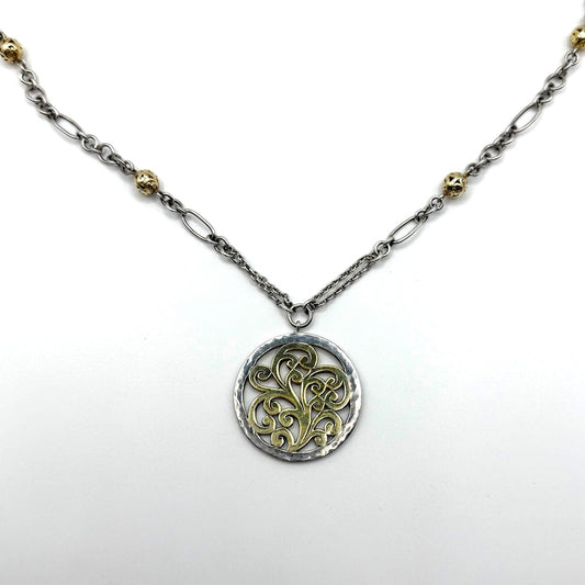 Vintage Lois Hill Sterling Silver & Gold Accented Pendant Necklace
