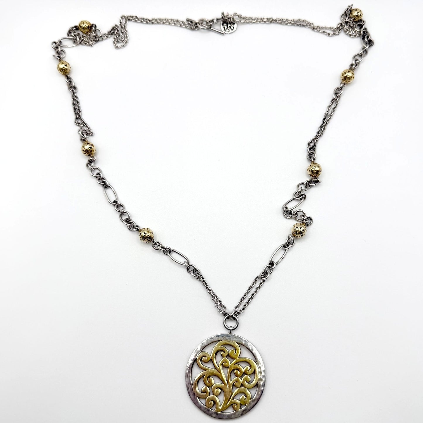 Vintage Lois Hill Sterling Silver & Gold Accented Pendant Necklace