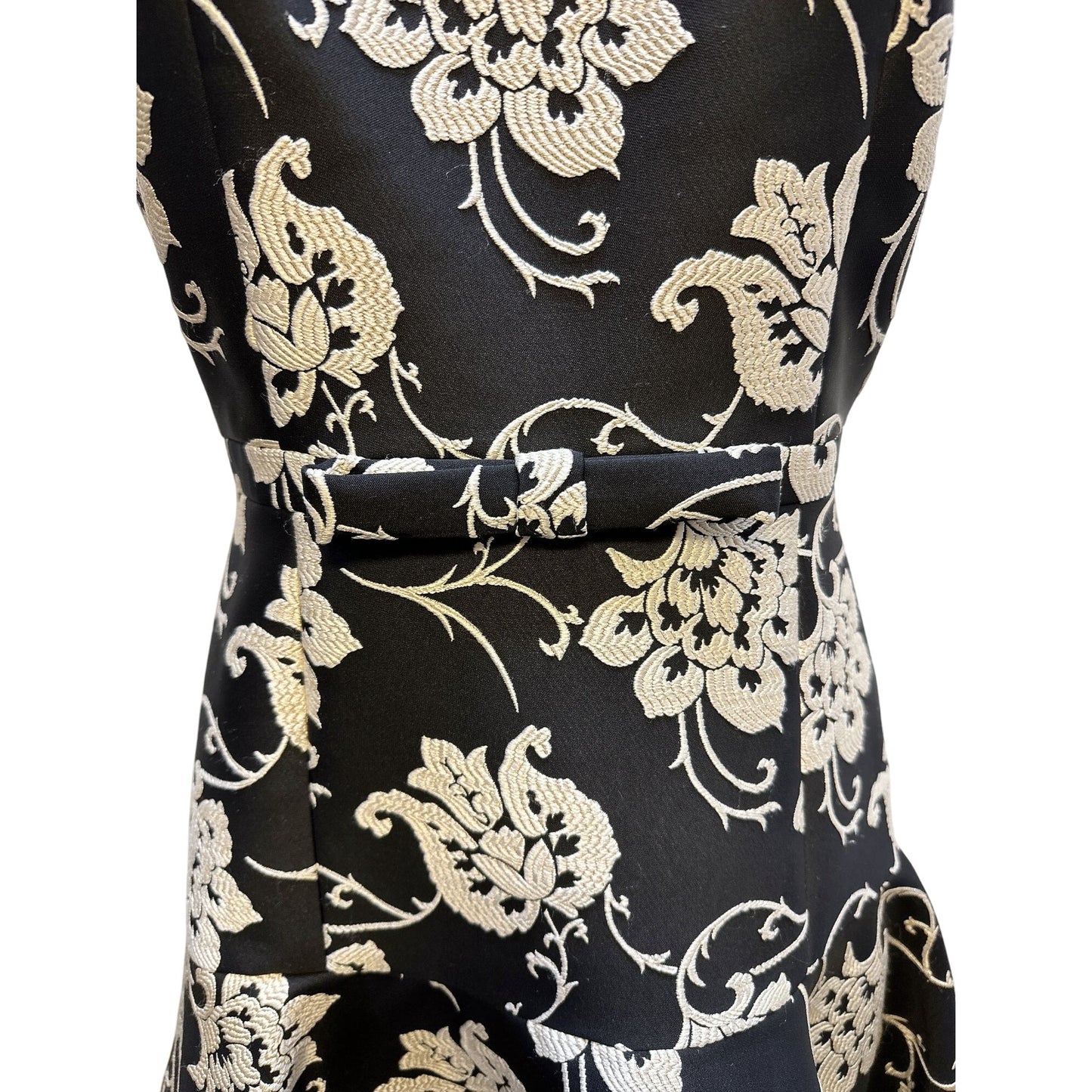 Ted Baker London Black & Ivory Brocade Sleeveless A-Line Dress Size 2