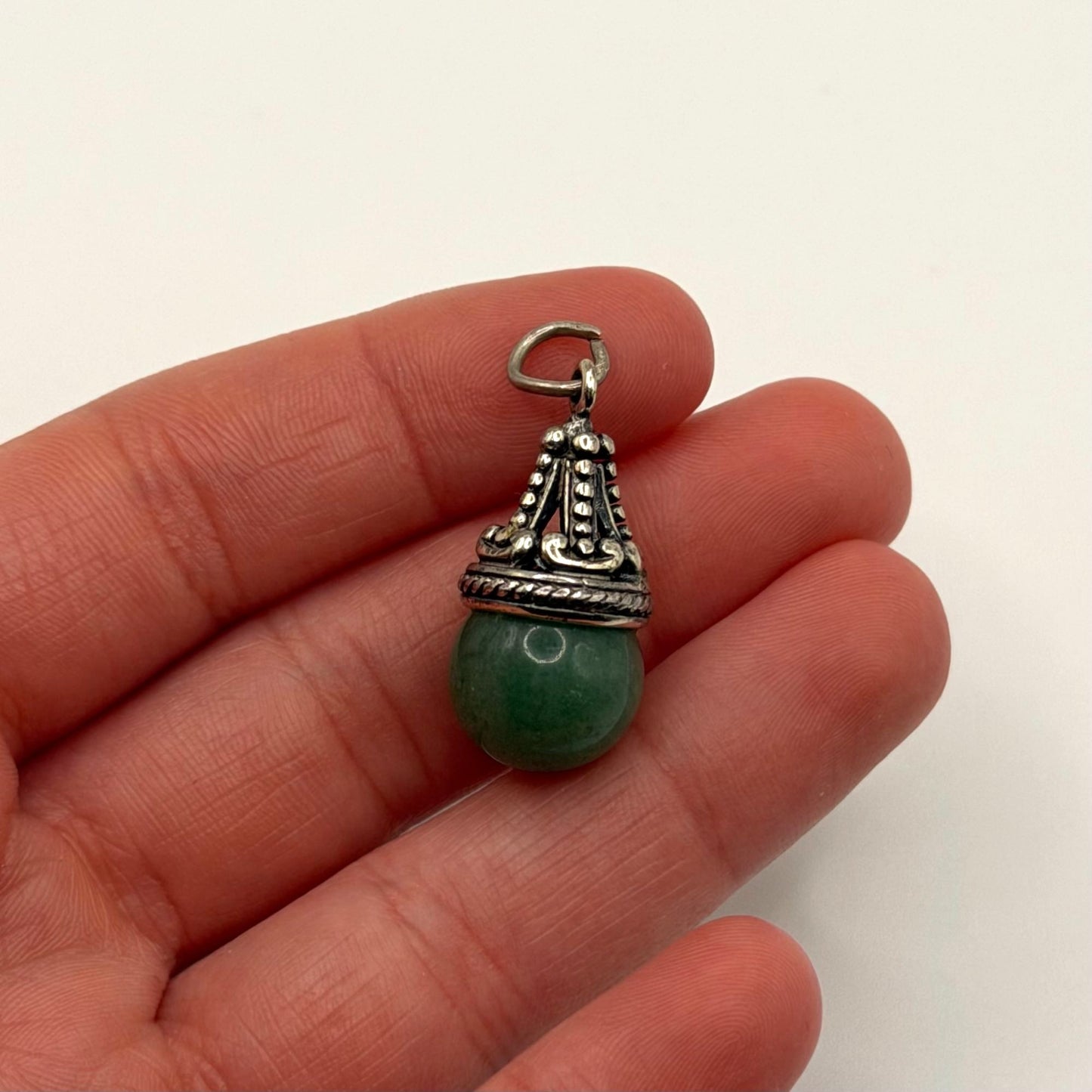 925 Sterling Silver Jade Ball Pendant