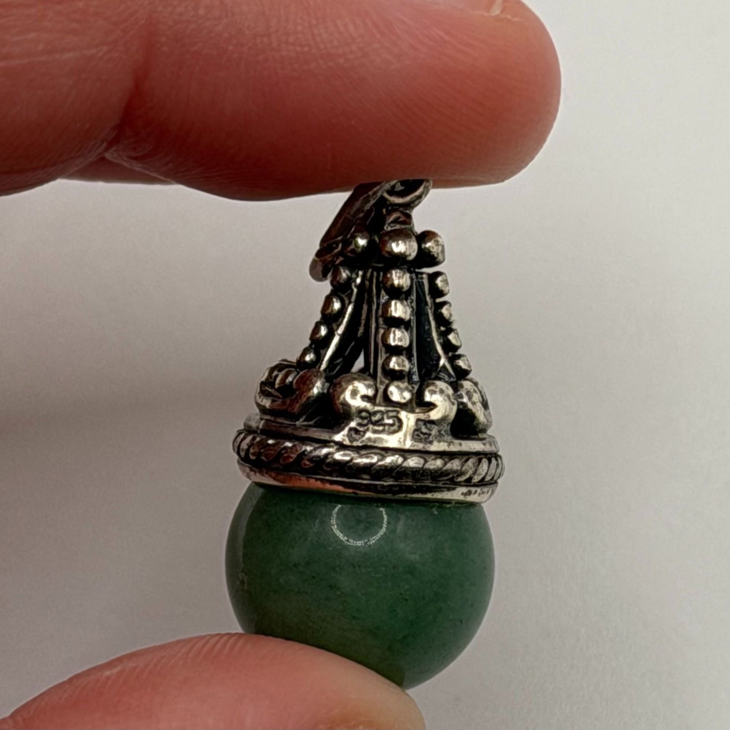 925 Sterling Silver Jade Ball Pendant
