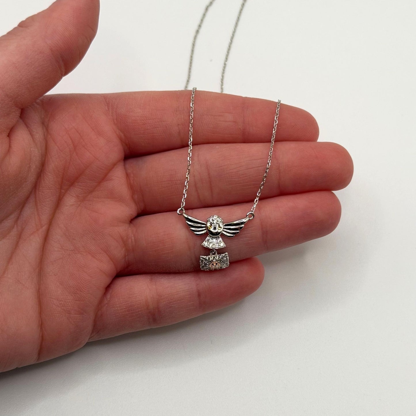 Harry Potter WBEI 925 Sterling Silver Owl Pendant Necklace