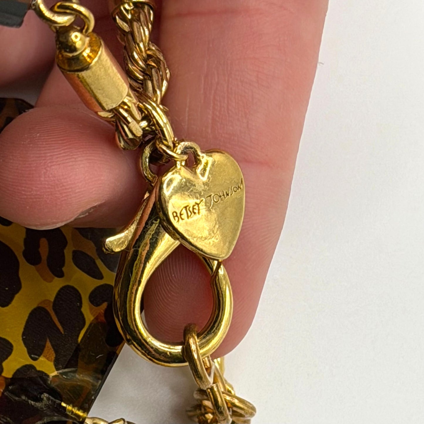Betsey Johnson Leopard Print Gold Acrylic Statement Bracelet