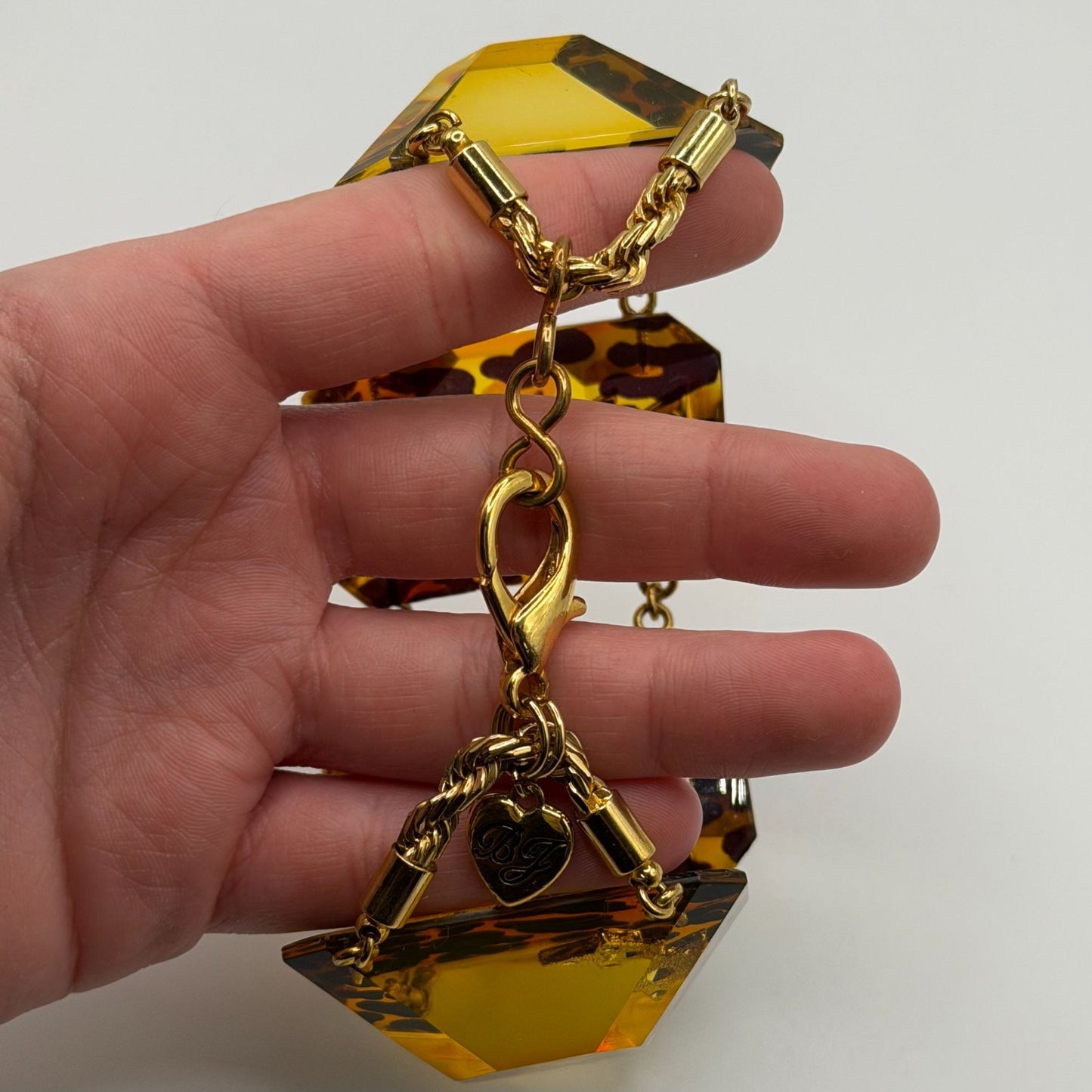 Betsey Johnson Leopard Print Gold Acrylic Statement Bracelet