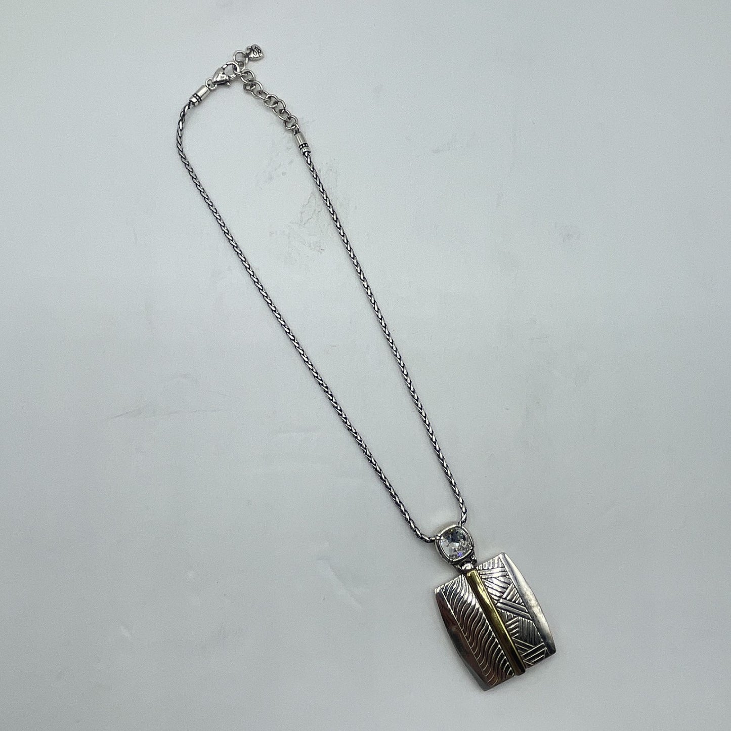 Brighton 2-Tone Silver Gold Pendant Necklace With Geometric & Wave Patterns Reversible