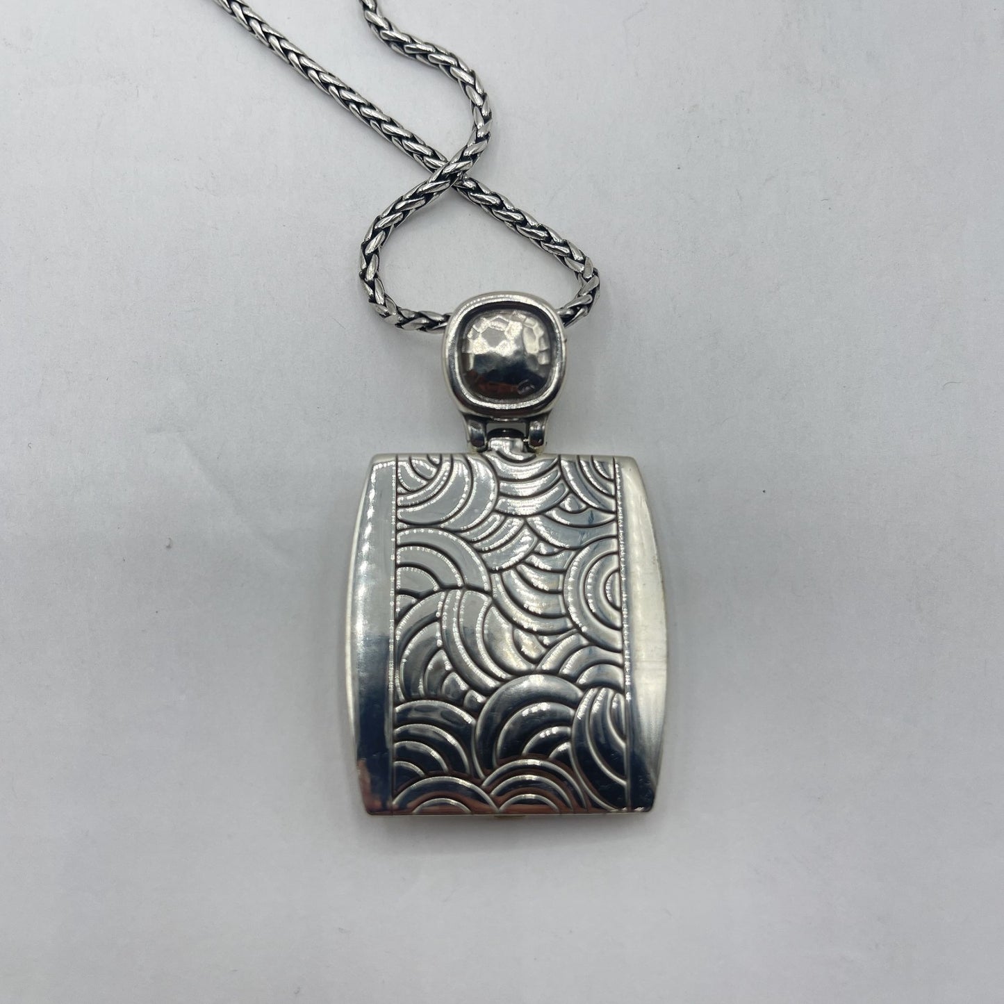 Brighton 2-Tone Silver Gold Pendant Necklace With Geometric & Wave Patterns Reversible