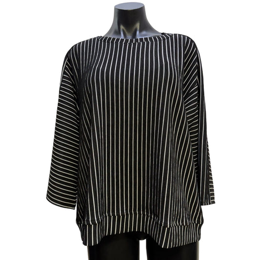 See And Be Seen 2pc Black & White Striped Blouse And Wide-Leg Pants Set M/L