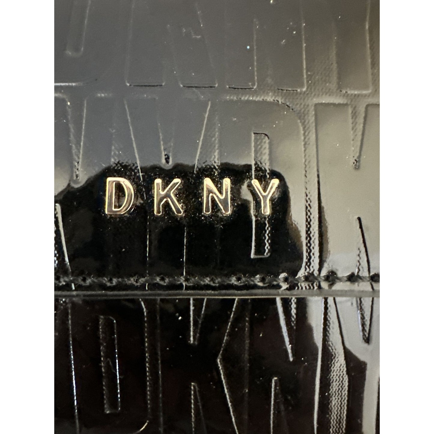 NWT DKNY Black Patent Leather Crossbody Bag w/Chain Strap & Matching Card Holder