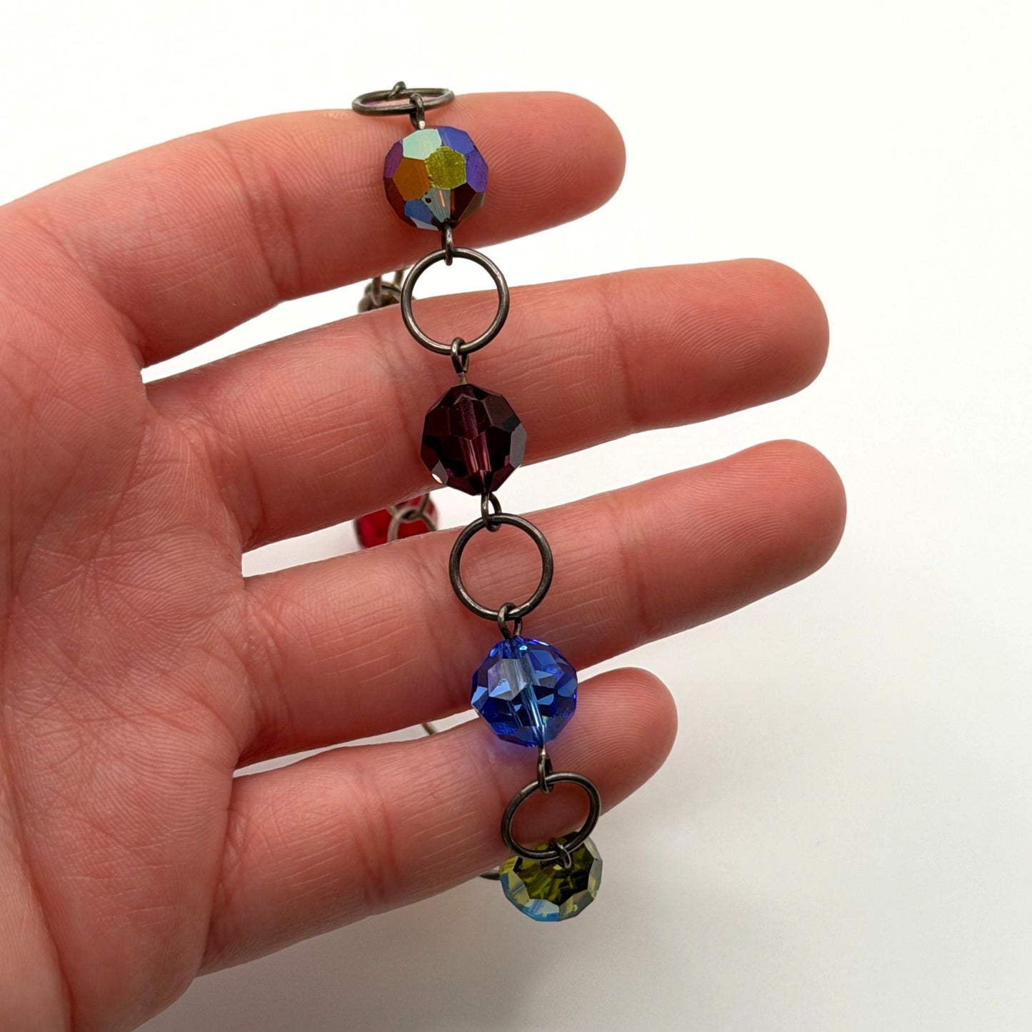 Emily Ray 925 Sterling Silver Bracelet With Multicolor Faceted Glass