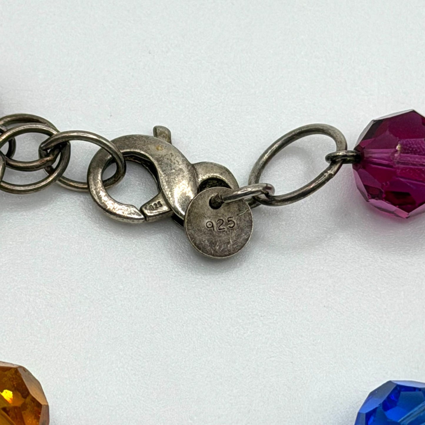Emily Ray 925 Sterling Silver Bracelet With Multicolor Faceted Glass