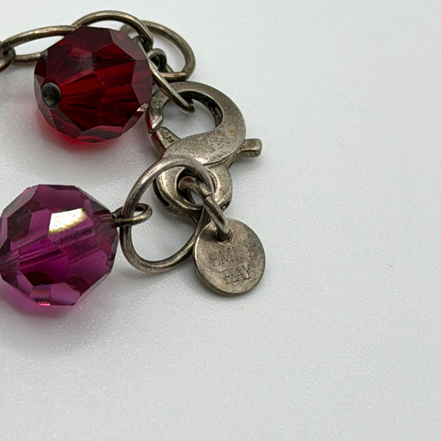 Emily Ray 925 Sterling Silver Bracelet With Multicolor Faceted Glass