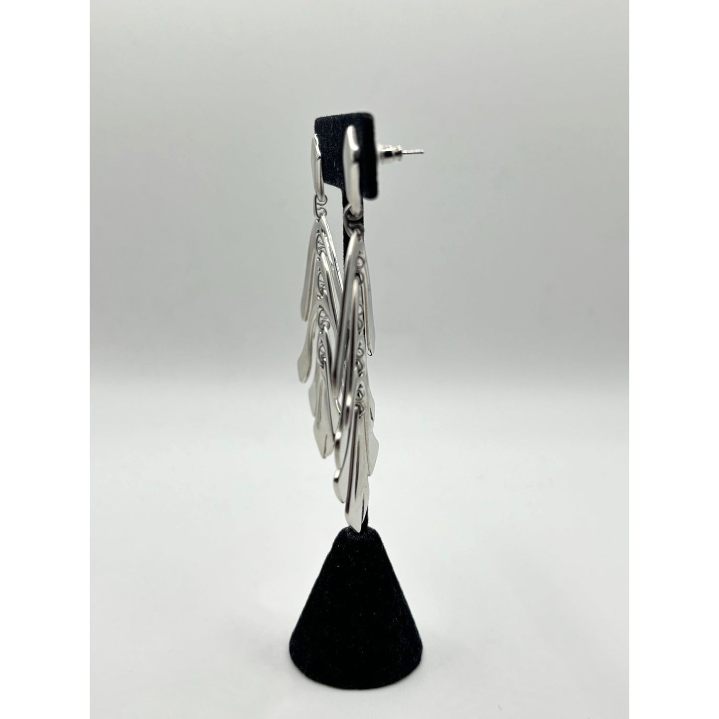 Kendra Scott Lotus Statement Earrings Silver Plated Dangle With Textured Design