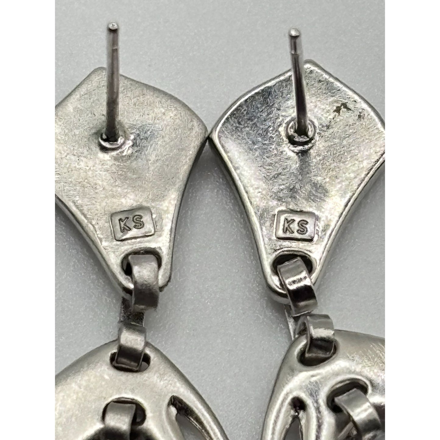 Kendra Scott Lotus Statement Earrings Silver Plated Dangle With Textured Design