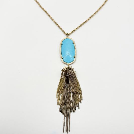 Kendra Scott Rayne Gold-Tone Turquoise Magnesite Tassel Necklace