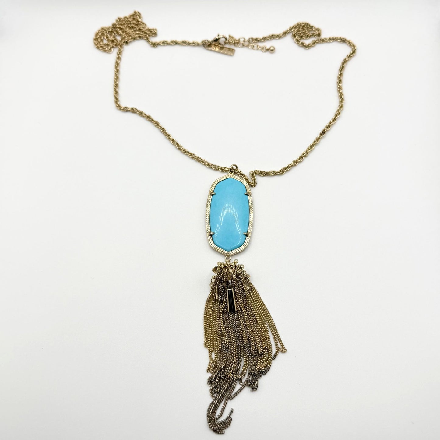Kendra Scott Rayne Gold-Tone Turquoise Magnesite Tassel Necklace