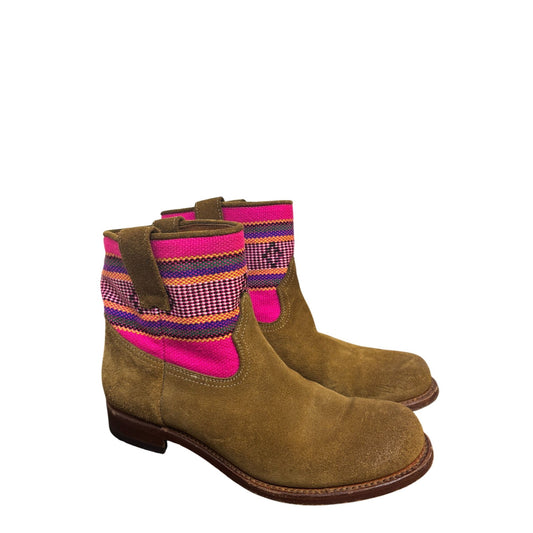Penelope Chilvers Suede Ankle Boots Size 7 Multicolor Stripe