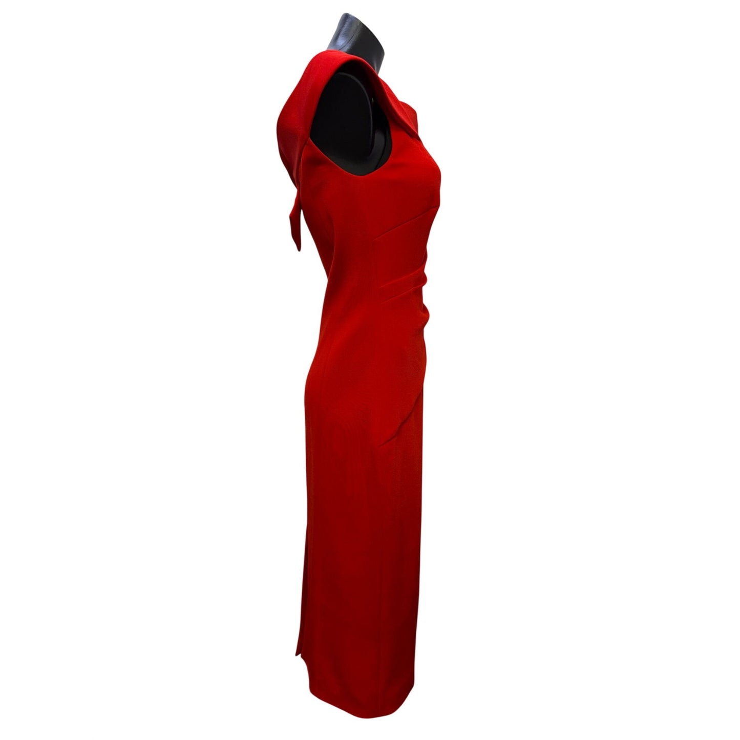 Karen Millen Red Midi Dress Sleeveless Back Bow Detail US 8 UK 12