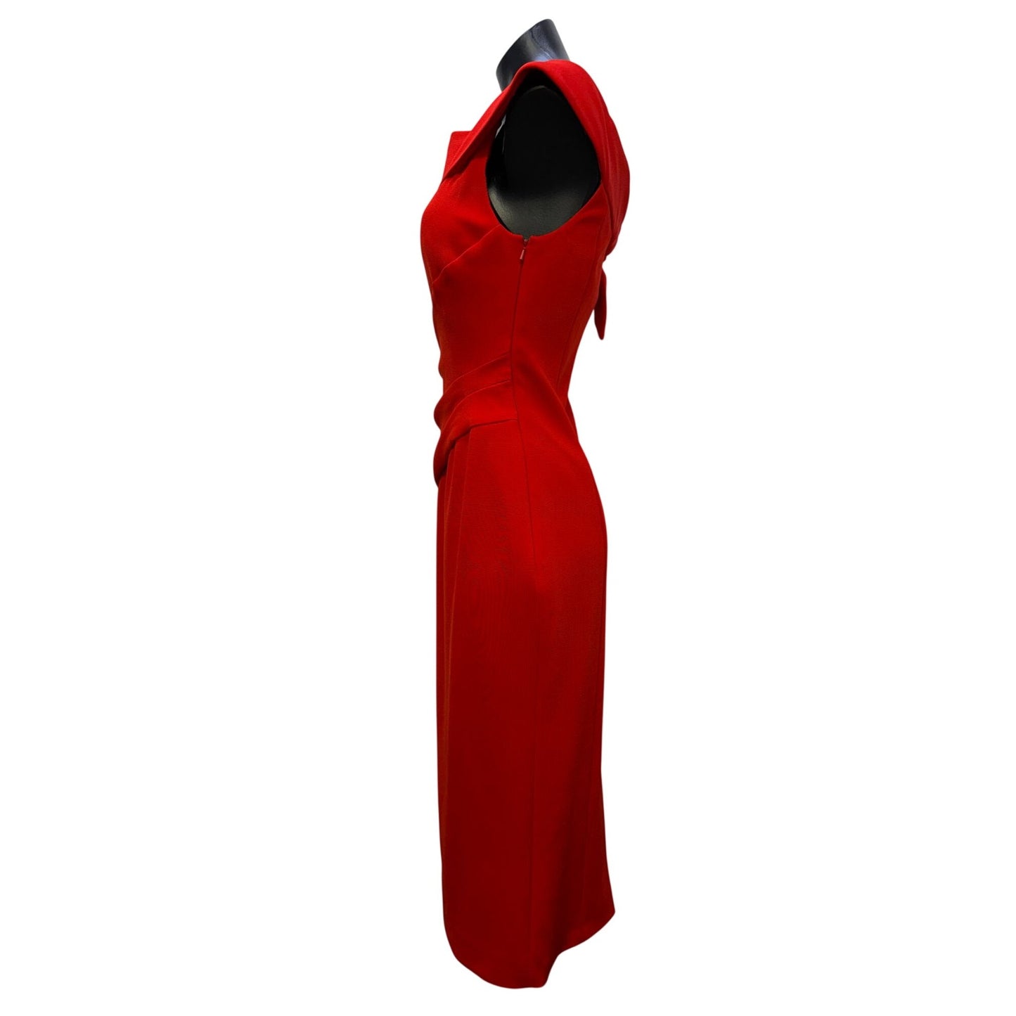 Karen Millen Red Midi Dress Sleeveless Back Bow Detail US 8 UK 12