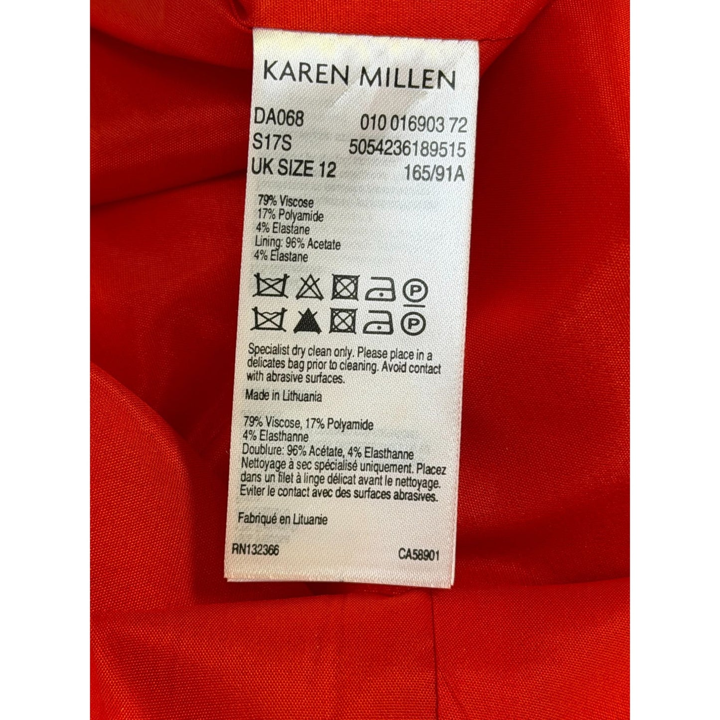 Karen Millen Red Midi Dress Sleeveless Back Bow Detail US 8 UK 12
