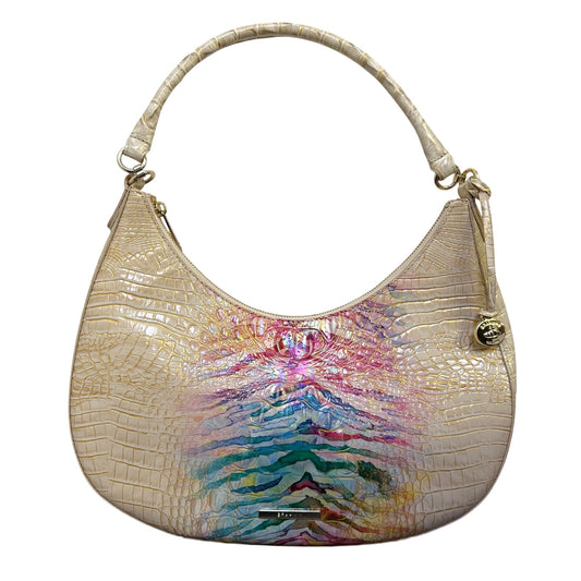 NWOT Brahmin Cream Multi-Color Croc Embossed Leather Shoulder Bag