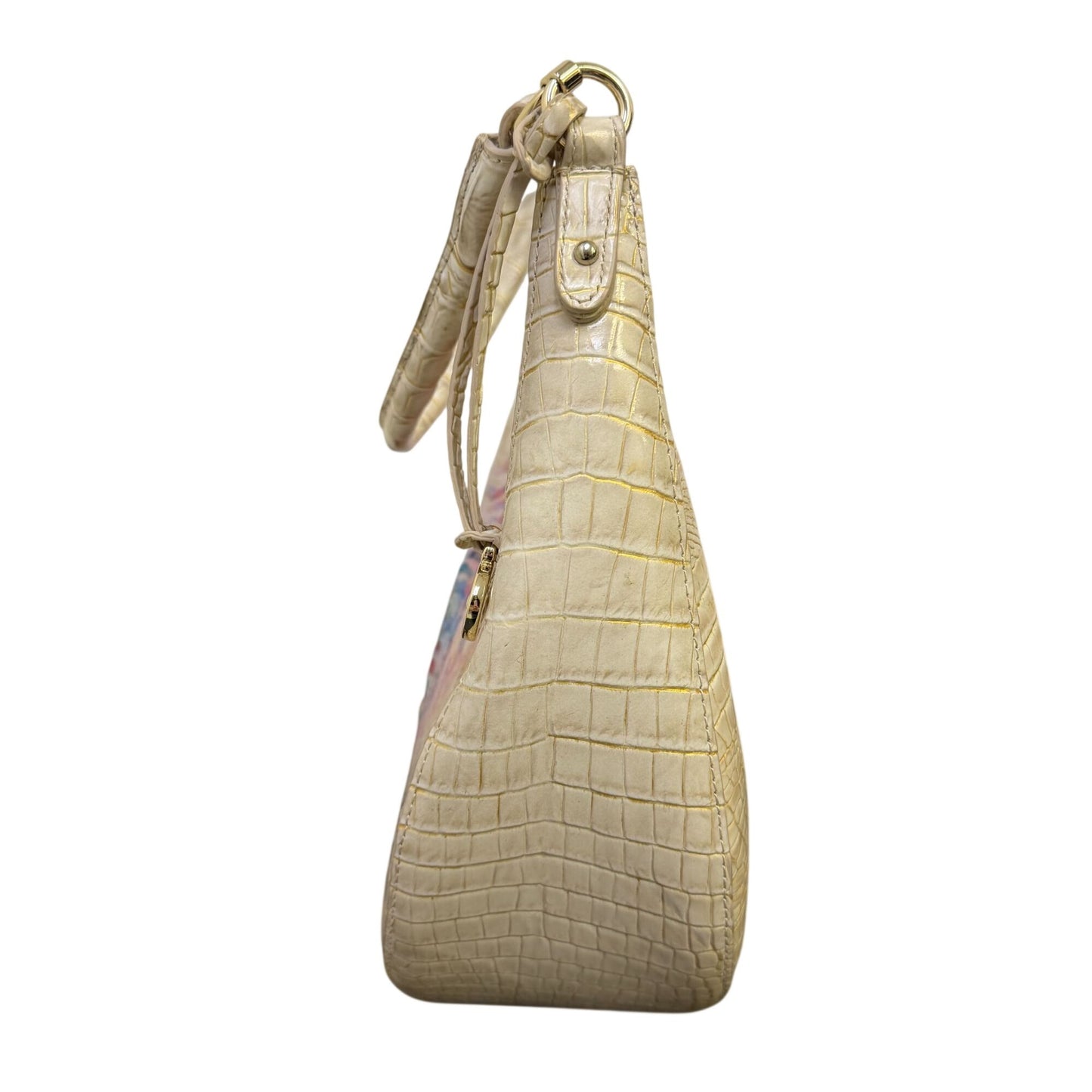NWOT Brahmin Cream Multi-Color Croc Embossed Leather Shoulder Bag