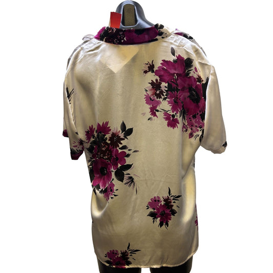 NWT St. John Collection  Floral Ruffle Blouse Rose Multi Color 16