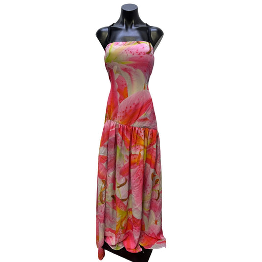 NWT Peppermayo Eden Strapless Maxi Dress Pink Floral Size L