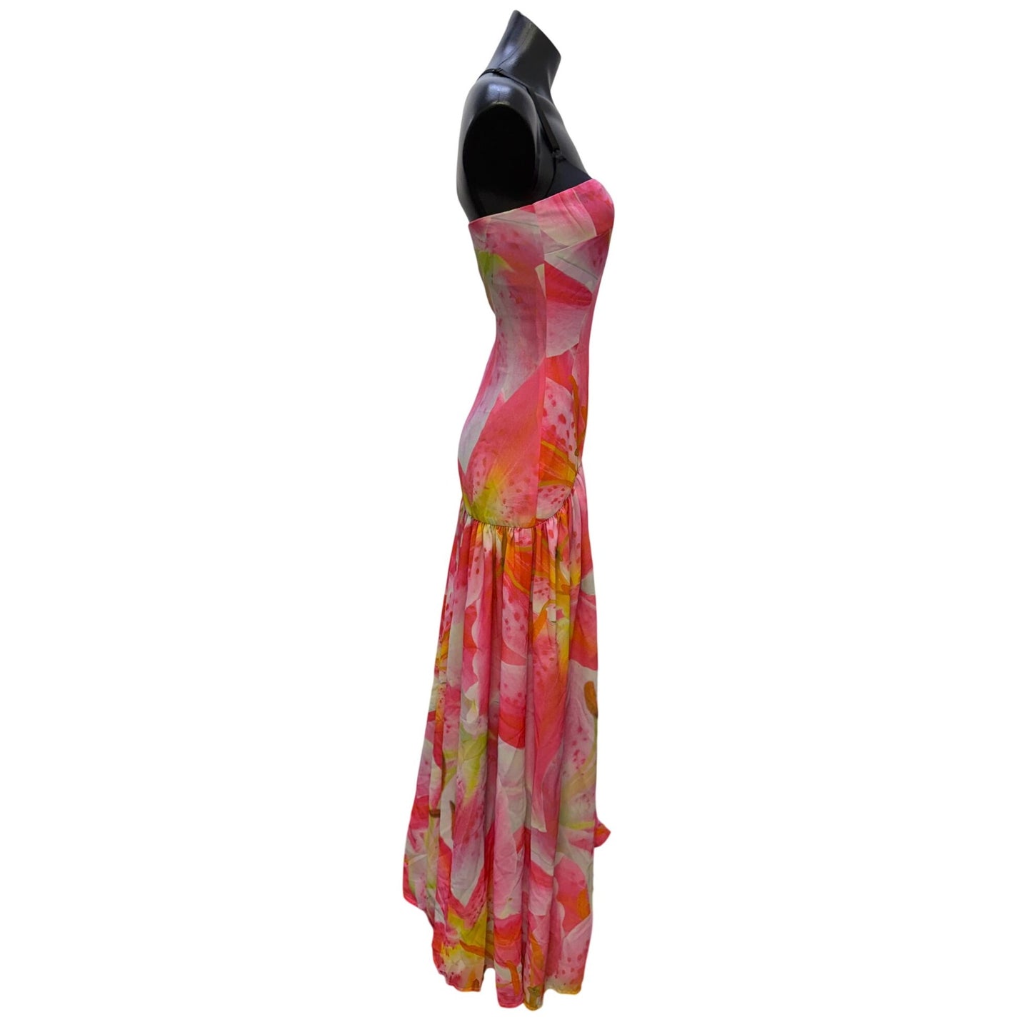 NWT Peppermayo Eden Strapless Maxi Dress Pink Floral Size L