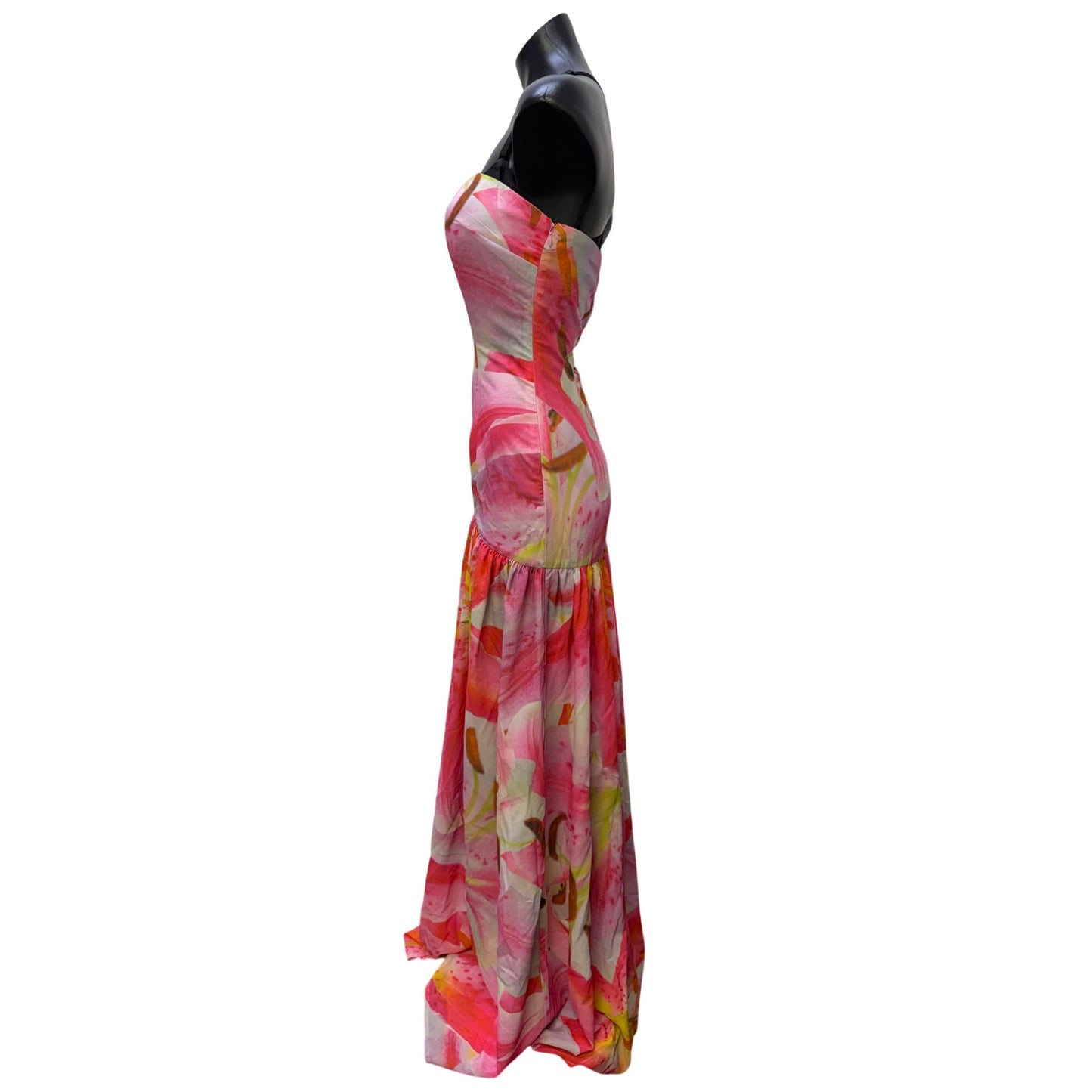 NWT Peppermayo Eden Strapless Maxi Dress Pink Floral Size L