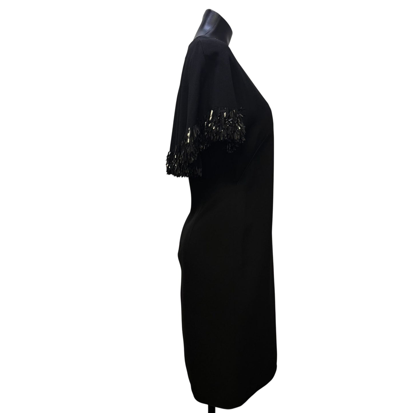 Derek Lam Black Fringe Sleeve Silk Dress V-Neck  6