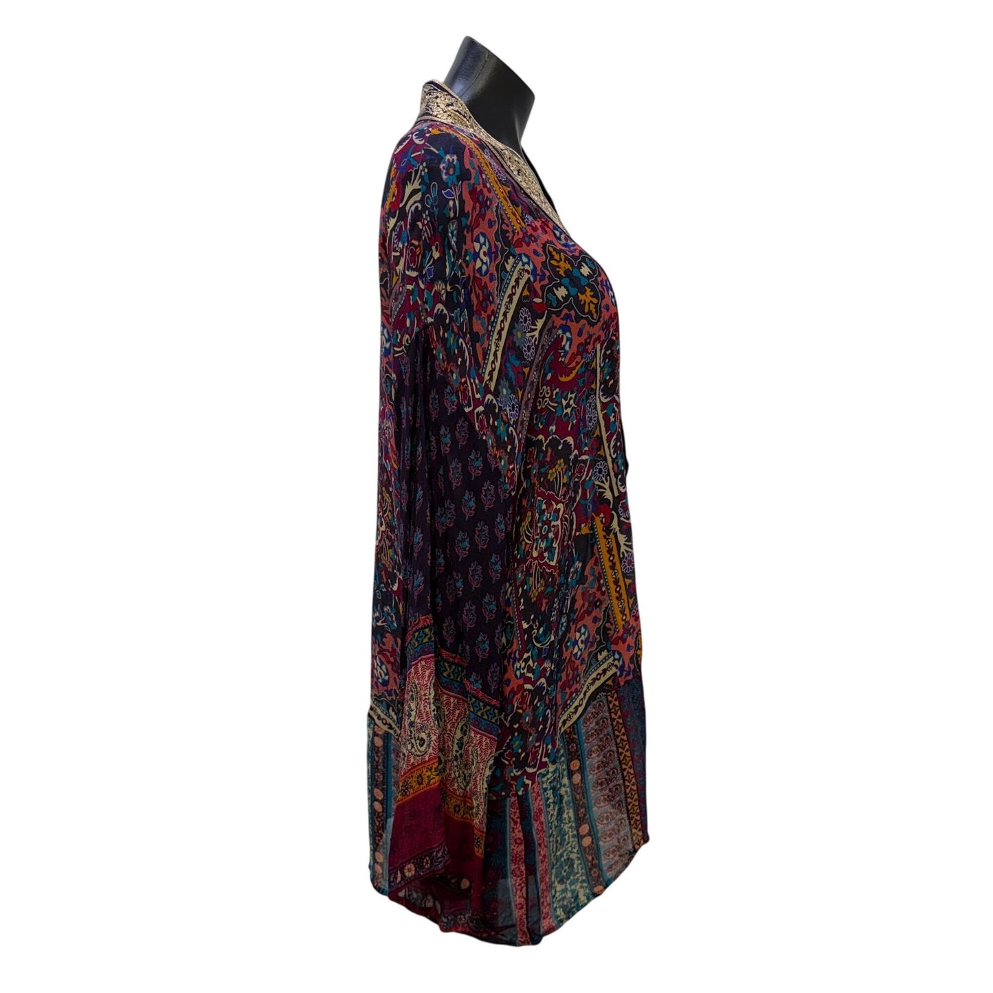 NWT Soft Surroundings Embroidered Multicolor Boho Open Cardigan L