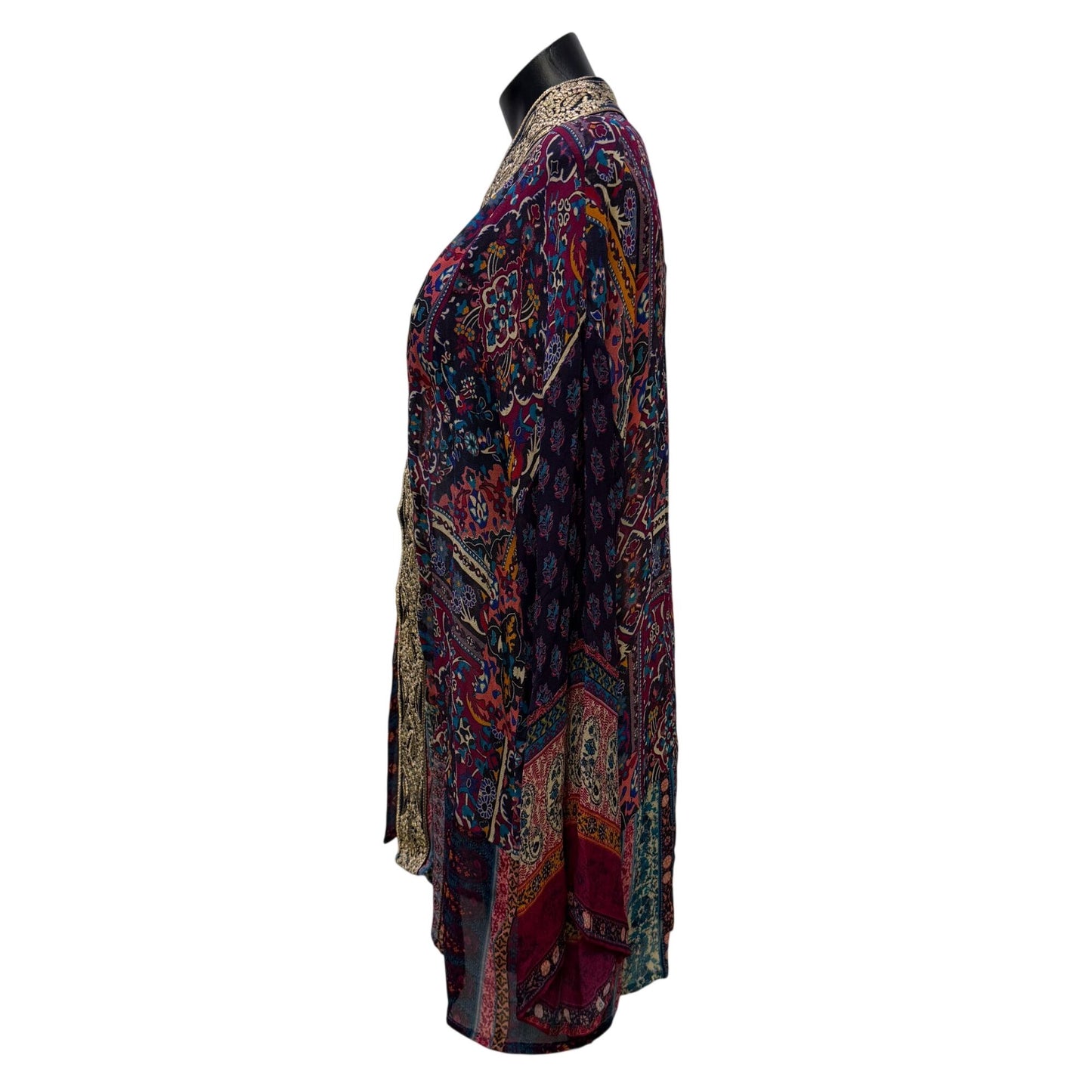 NWT Soft Surroundings Embroidered Multicolor Boho Open Cardigan L