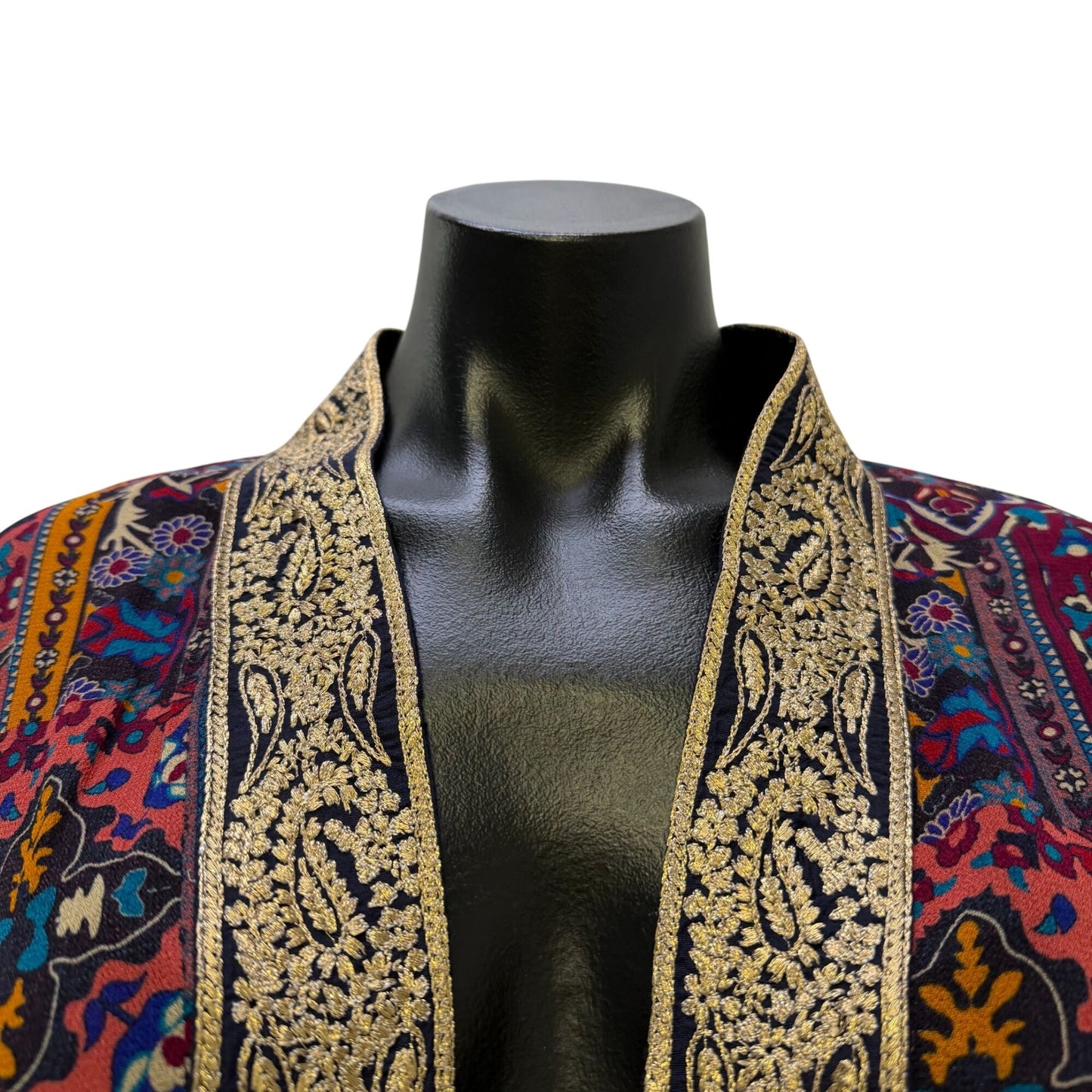 NWT Soft Surroundings Embroidered Multicolor Boho Open Cardigan L