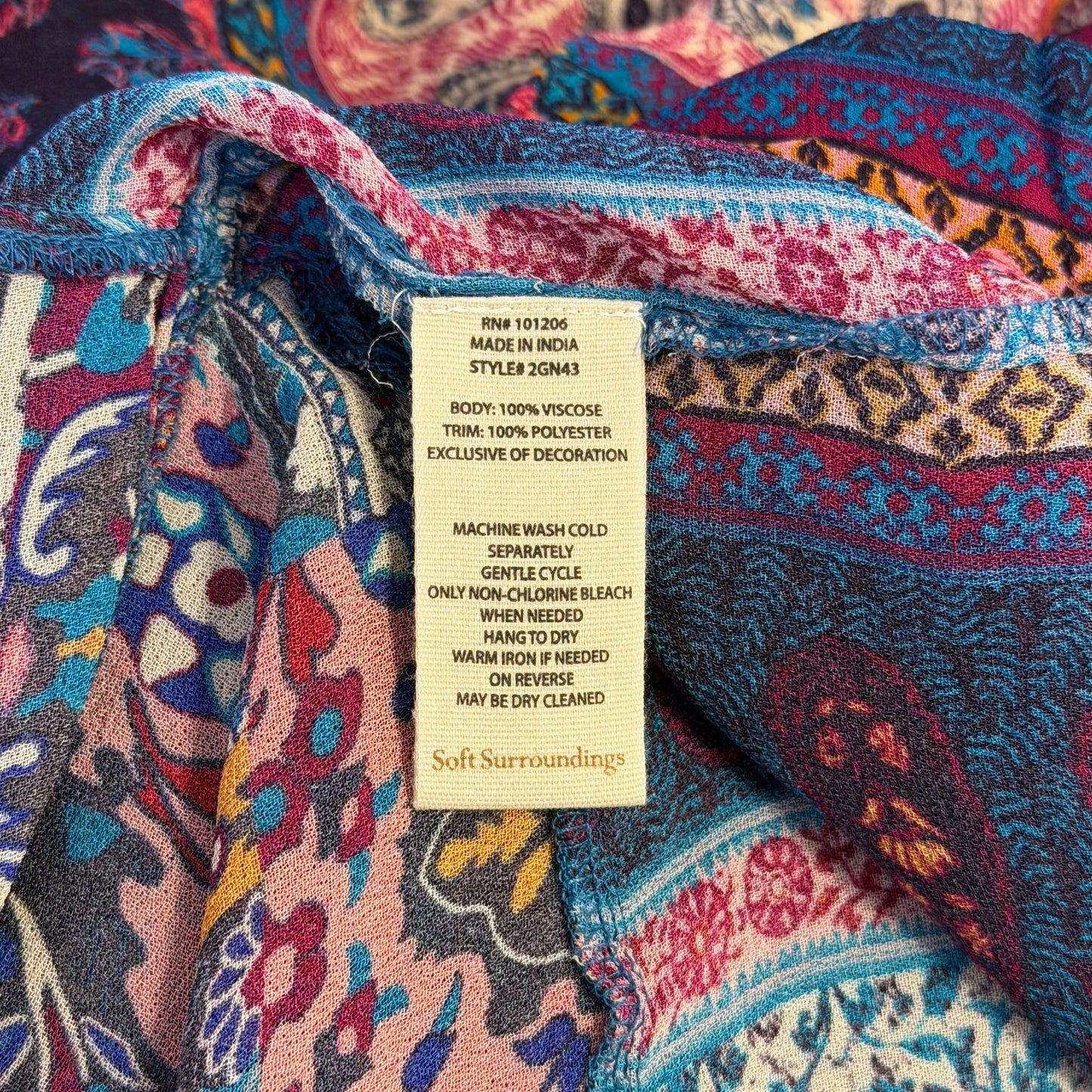 NWT Soft Surroundings Embroidered Multicolor Boho Open Cardigan L