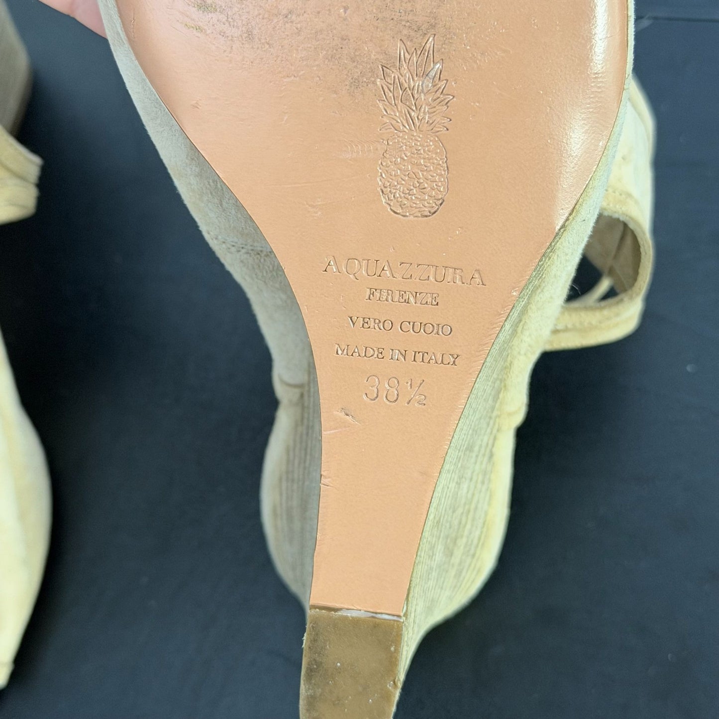 Aquazzura Firenze Suede Wedge Sandals Tan Size 8