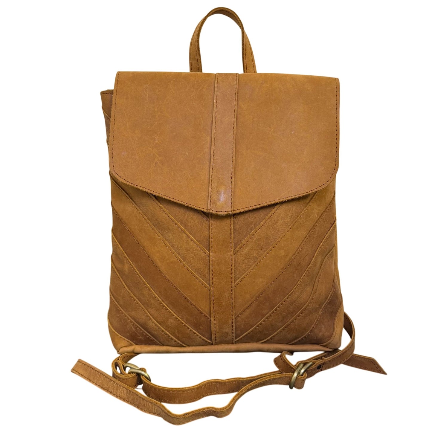 Raven & Lily Brown Leather Backpack With Adjustable Straps L