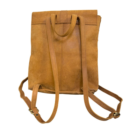 Raven & Lily Brown Leather Backpack With Adjustable Straps L