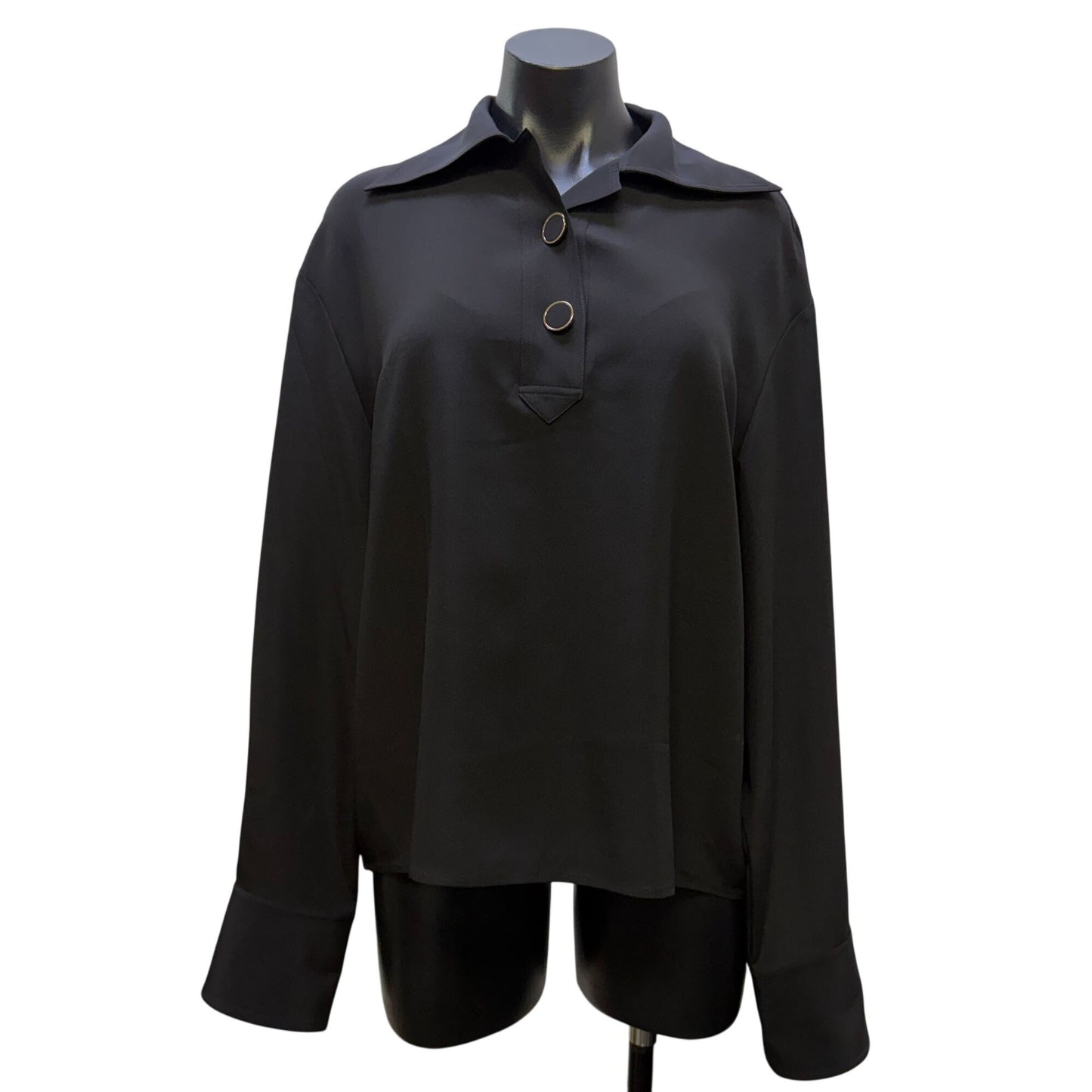 NWT Lilysilk Black Mulberry Silk Button-Up Blouse XL