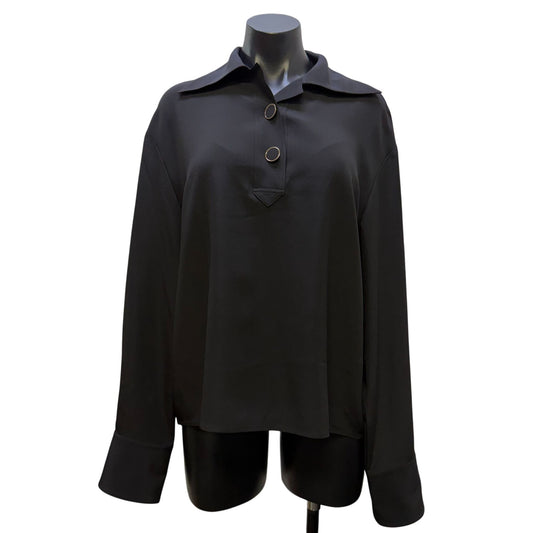 NWT Lilysilk Black Mulberry Silk Button-Up Blouse XL