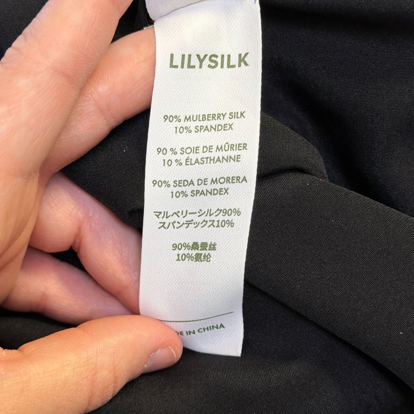 NWT Lilysilk Black Mulberry Silk Button-Up Blouse XL