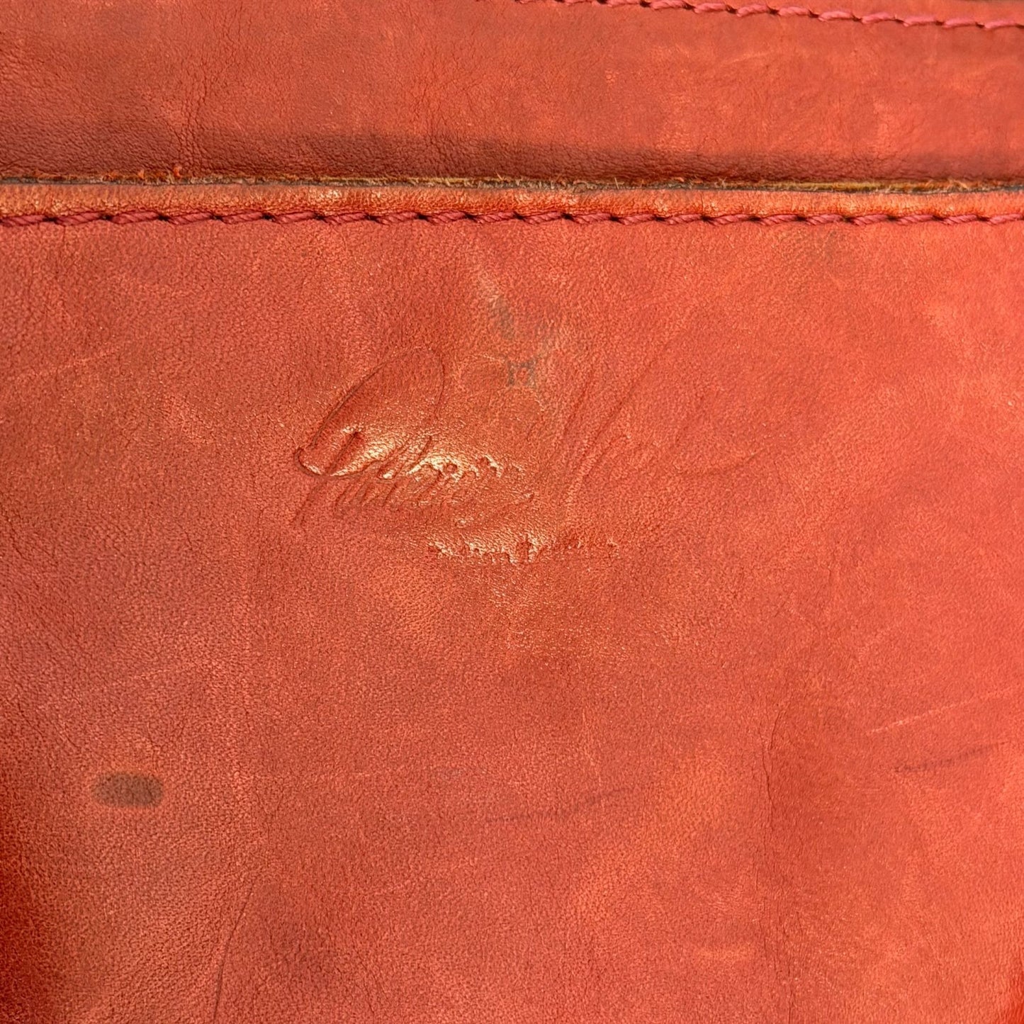 Patricia Nash Red Shearling & Leather Wristlet With Pom-Pom Accent