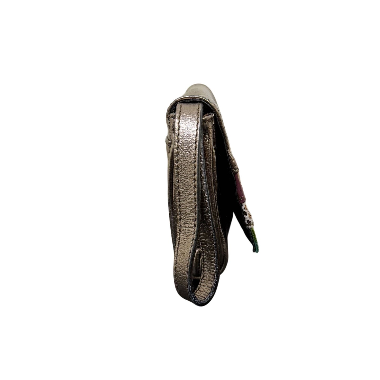 Doncaster Metallic Bronze Multi-Color Leather Wristlet Clutch Made In Italy
