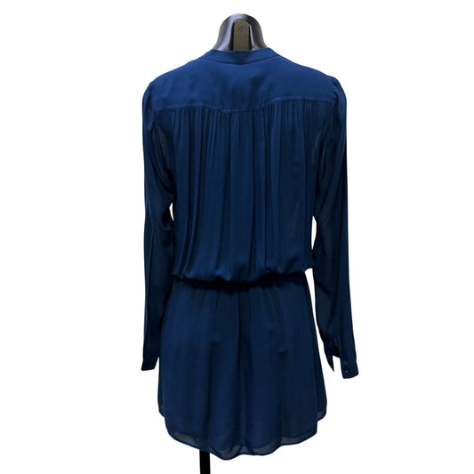 Vince Long Sleeve Drawstring Waist Dress Blue XS
