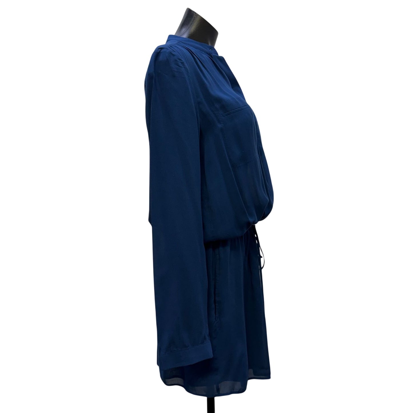 Vince Long Sleeve Drawstring Waist Dress Blue XS
